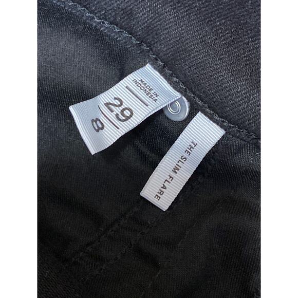 LOFT Women's Black High Waisted Frayed Raw Hem Baggy Wide Leg Denim Jeans Sz 29 - Picture 5 of 6